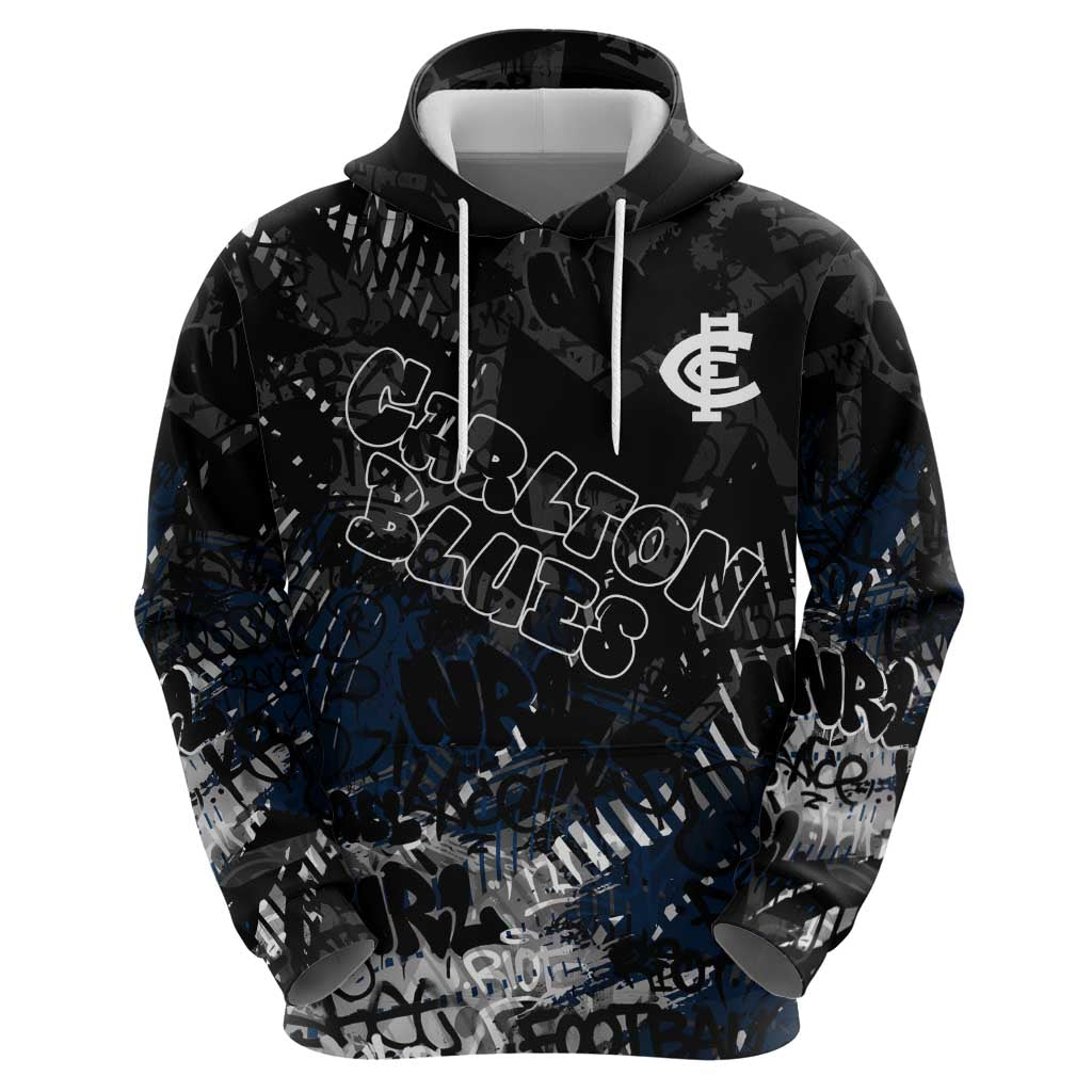 Carlton Blues Hoodie Urban Graffiti Street Art - Bold Abstract Spray Paint