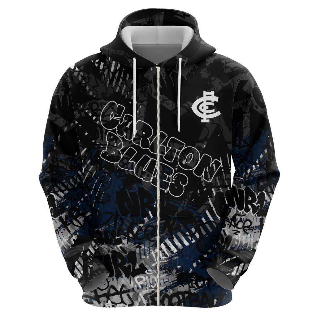 Carlton Blues Hoodie Urban Graffiti Street Art - Bold Abstract Spray Paint