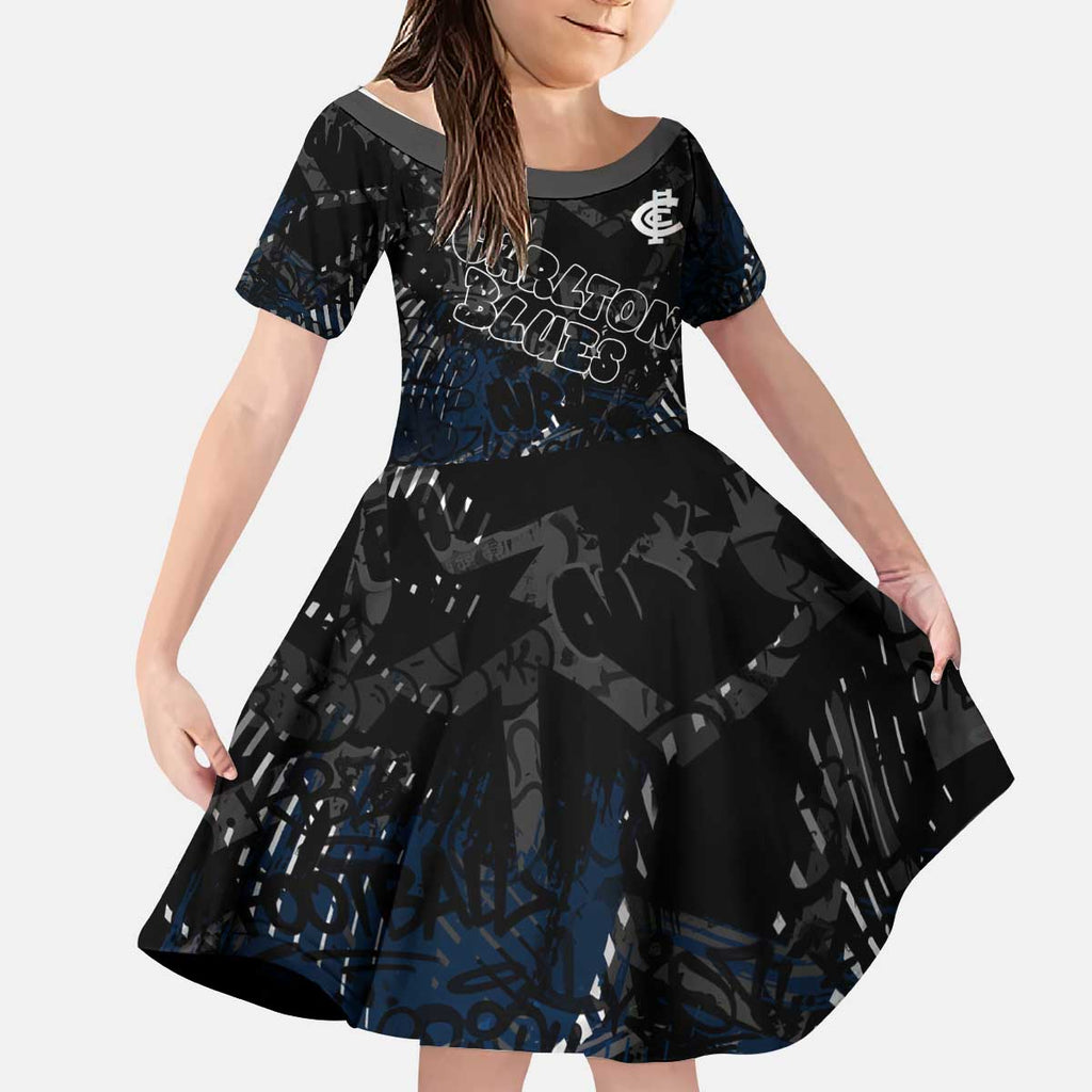 Carlton Blues Kid Short Sleeve Dress Urban Graffiti Street Art - Bold Abstract Spray Paint