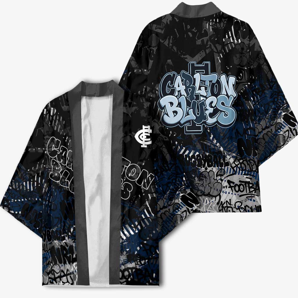 Carlton Blues Kimono Urban Graffiti Street Art - Bold Abstract Spray Paint