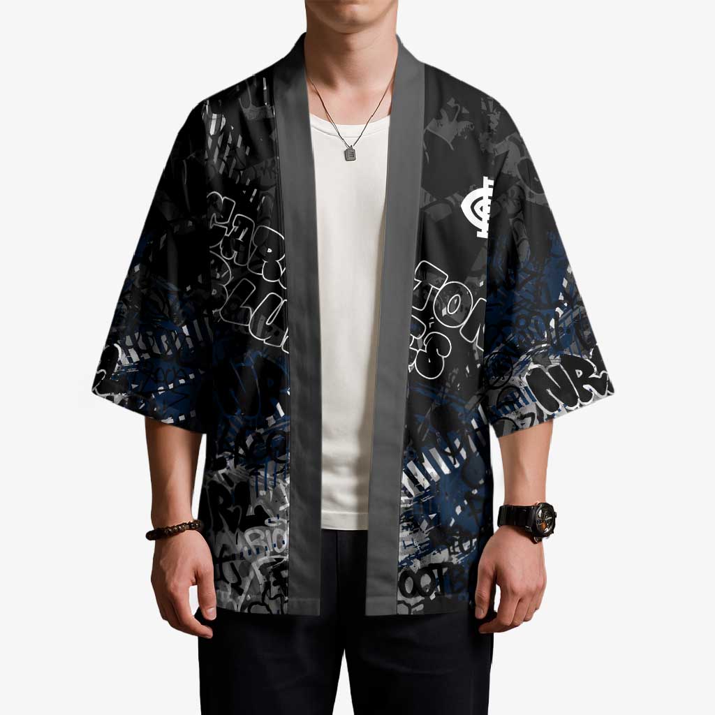 Carlton Blues Kimono Urban Graffiti Street Art - Bold Abstract Spray Paint