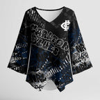 Carlton Blues Kimono Sleeve Blouse Urban Graffiti Street Art - Bold Abstract Spray Paint