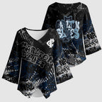 Carlton Blues Kimono Sleeve Blouse Urban Graffiti Street Art - Bold Abstract Spray Paint