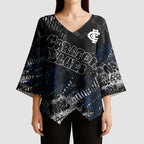 Carlton Blues Kimono Sleeve Blouse Urban Graffiti Street Art - Bold Abstract Spray Paint