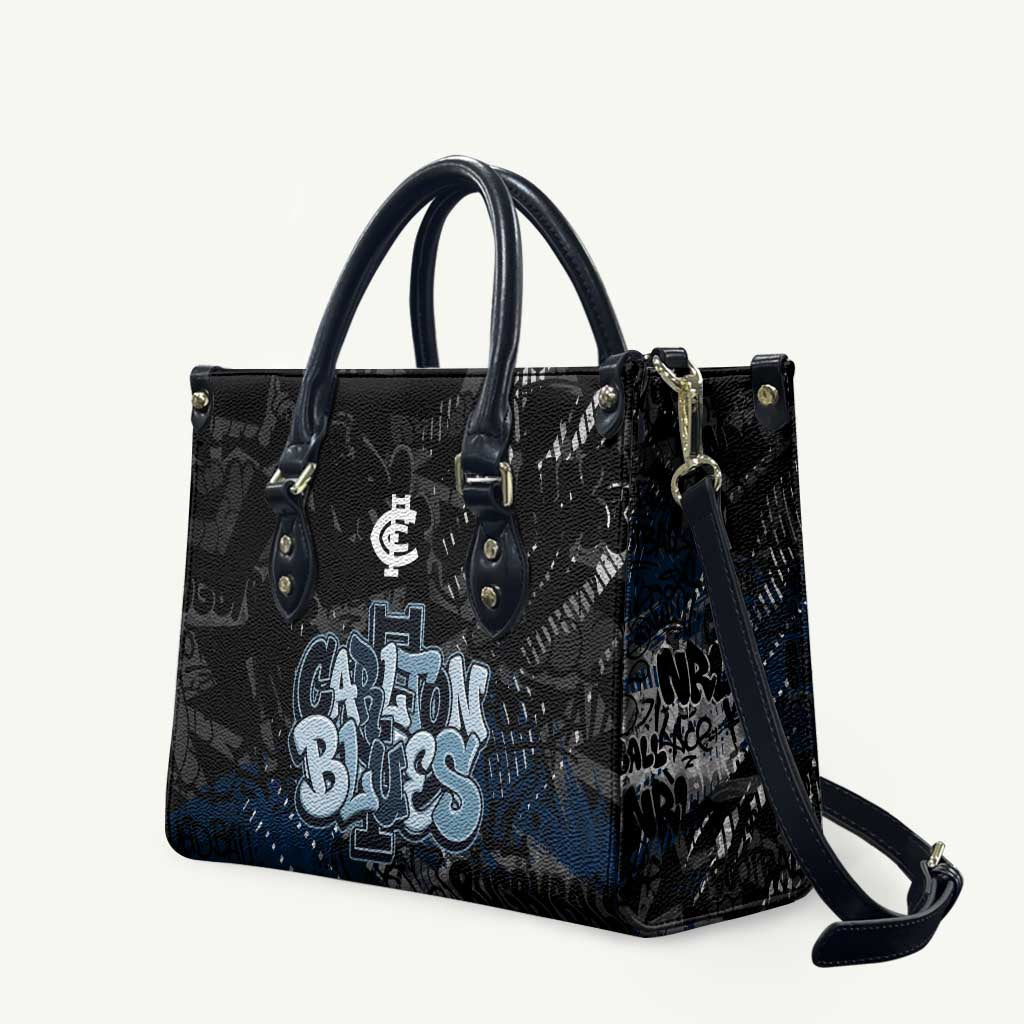 Carlton Blues Leather Bag Urban Graffiti Street Art - Bold Abstract Spray Paint