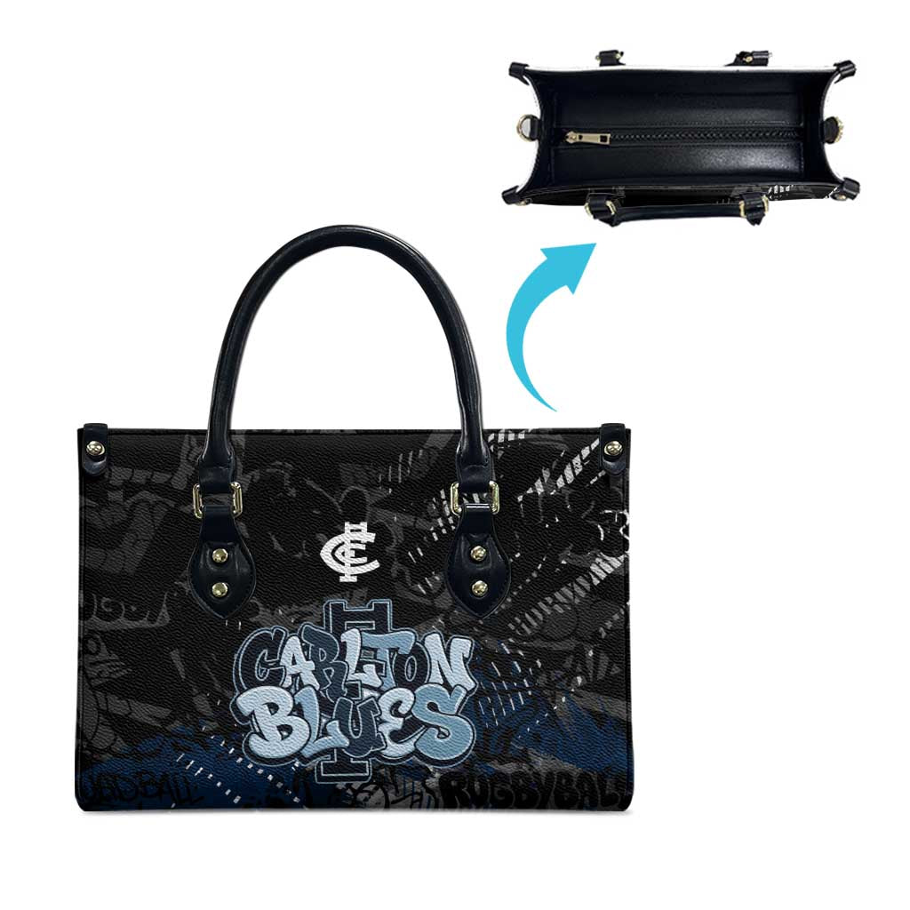 Carlton Blues Leather Bag Urban Graffiti Street Art - Bold Abstract Spray Paint