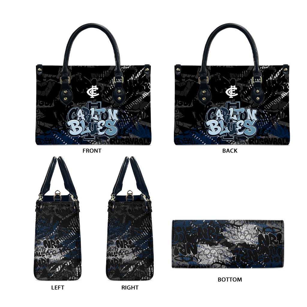 Carlton Blues Leather Bag Urban Graffiti Street Art - Bold Abstract Spray Paint