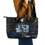 Carlton Blues Leather Tote Bag Urban Graffiti Street Art - Bold Abstract Spray Paint
