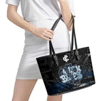 Carlton Blues Leather Tote Bag Urban Graffiti Street Art - Bold Abstract Spray Paint