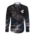 Carlton Blues Long Sleeve Button Shirt Urban Graffiti Street Art - Bold Abstract Spray Paint