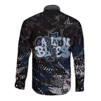 Carlton Blues Long Sleeve Button Shirt Urban Graffiti Street Art - Bold Abstract Spray Paint