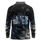 Carlton Blues Long Sleeve Polo Shirt Urban Graffiti Street Art - Bold Abstract Spray Paint
