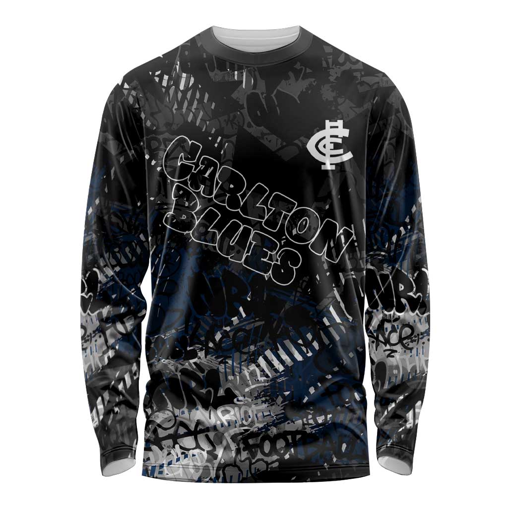 Carlton Blues Long Sleeve Shirt Urban Graffiti Street Art - Bold Abstract Spray Paint