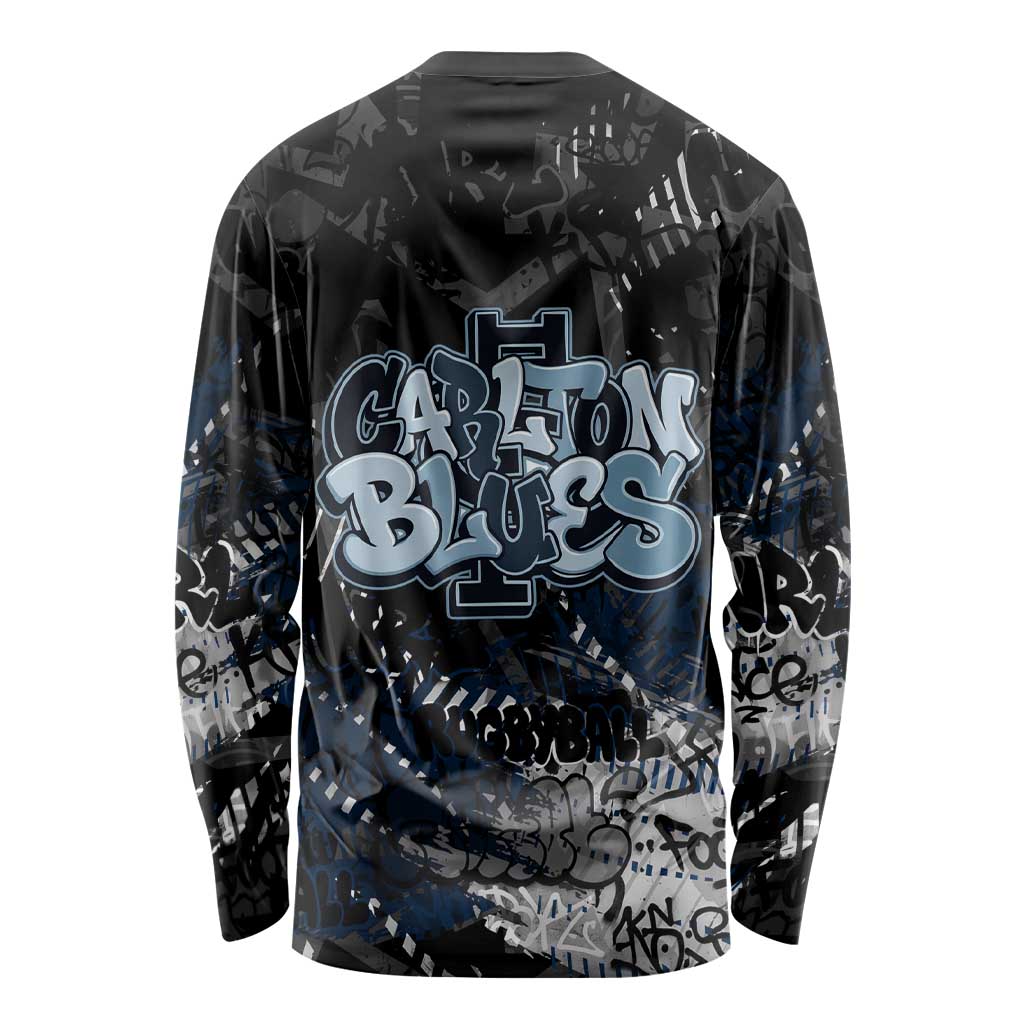 Carlton Blues Long Sleeve Shirt Urban Graffiti Street Art - Bold Abstract Spray Paint