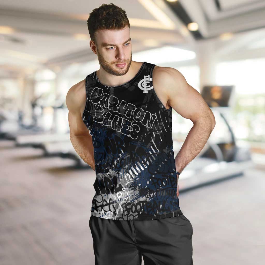 Carlton Blues Men Tank Top Urban Graffiti Street Art - Bold Abstract Spray Paint