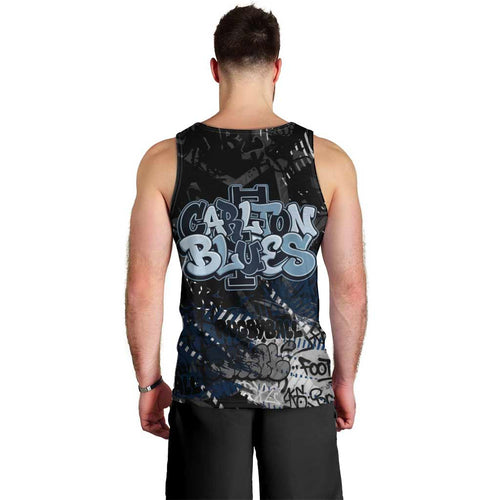 Carlton Blues Men Tank Top Urban Graffiti Street Art - Bold Abstract Spray Paint