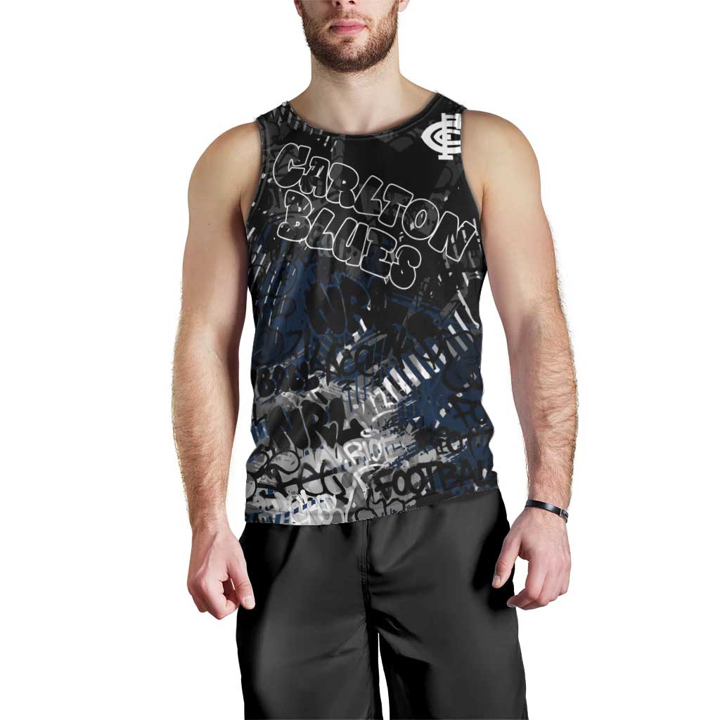 Carlton Blues Men Tank Top Urban Graffiti Street Art - Bold Abstract Spray Paint