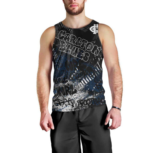 Carlton Blues Men Tank Top Urban Graffiti Street Art - Bold Abstract Spray Paint