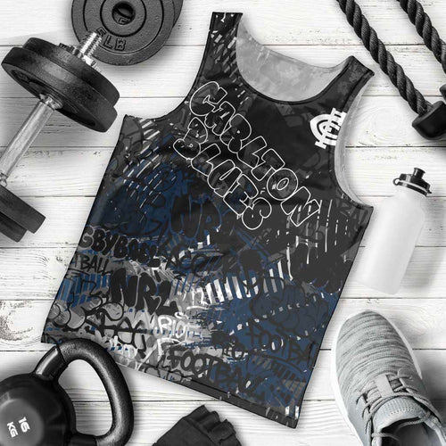 Carlton Blues Men Tank Top Urban Graffiti Street Art - Bold Abstract Spray Paint