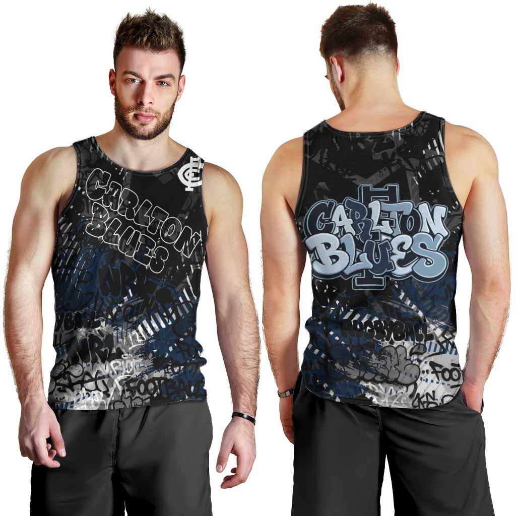 Carlton Blues Men Tank Top Urban Graffiti Street Art - Bold Abstract Spray Paint