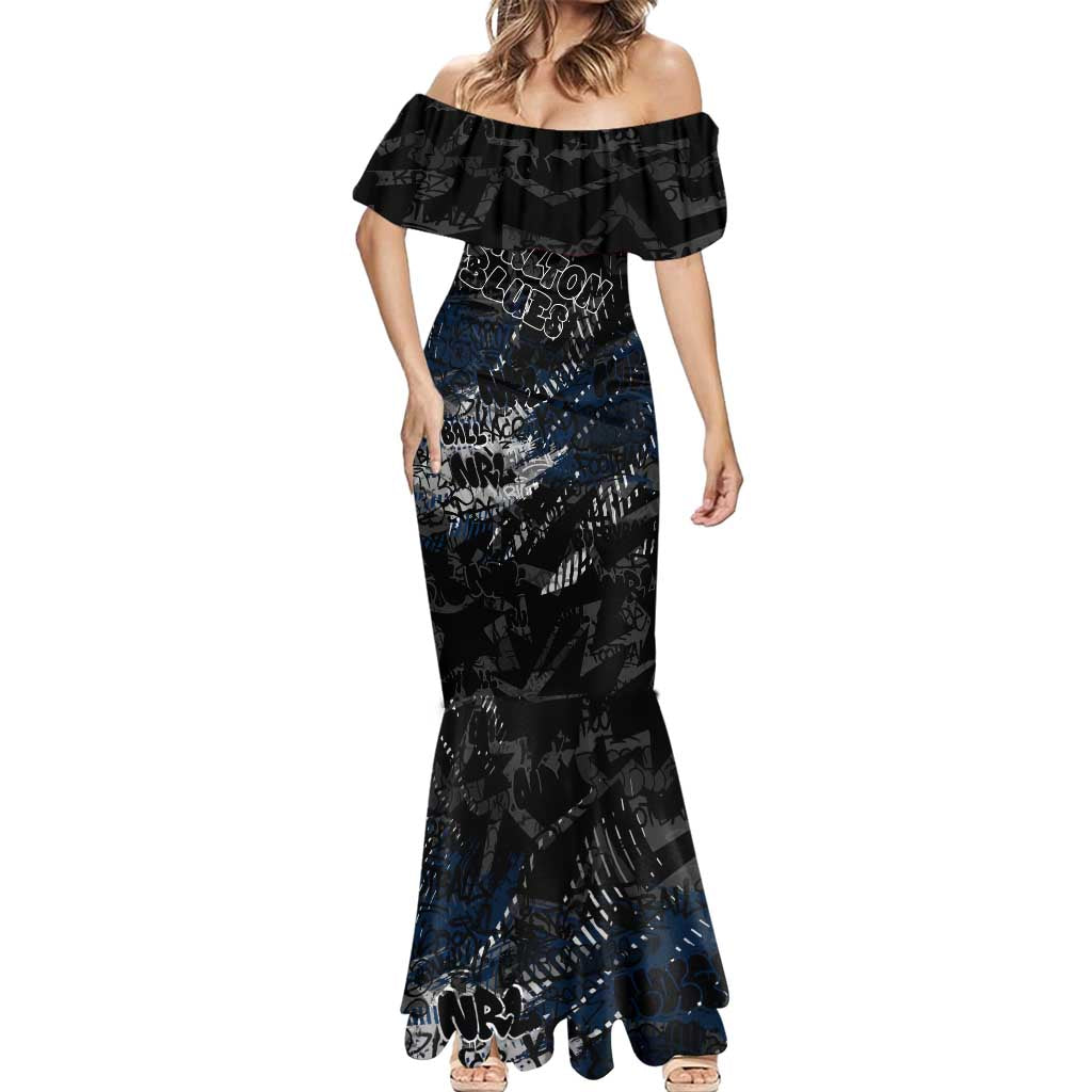 Carlton Blues Mermaid Dress Urban Graffiti Street Art - Bold Abstract Spray Paint