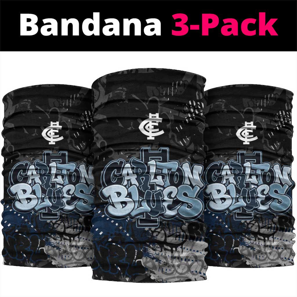 Carlton Blues Neck Gaiter Urban Graffiti Street Art - Bold Abstract Spray Paint
