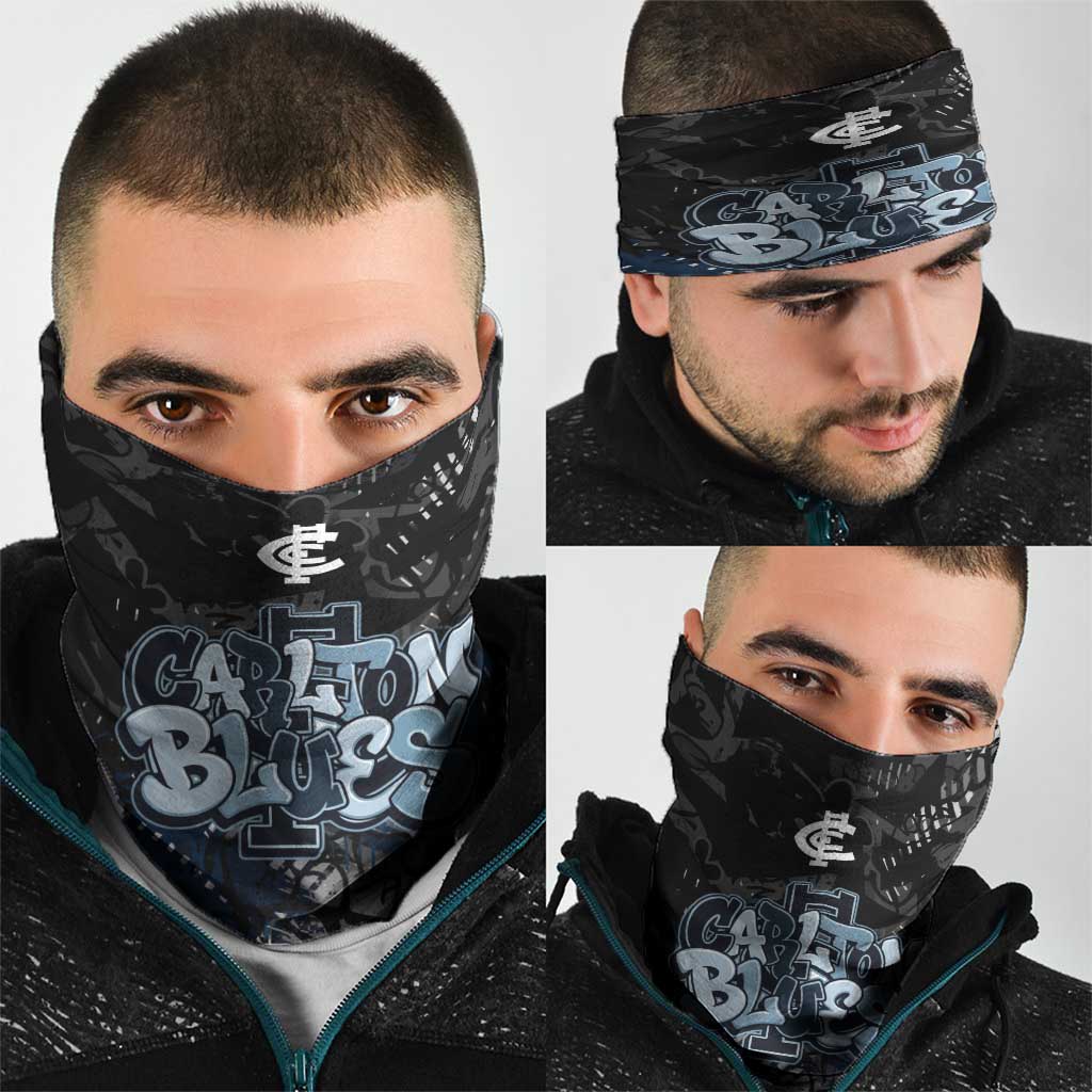 Carlton Blues Neck Gaiter Urban Graffiti Street Art - Bold Abstract Spray Paint