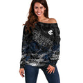 Carlton Blues Off Shoulder Sweater Urban Graffiti Street Art - Bold Abstract Spray Paint