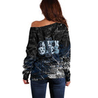 Carlton Blues Off Shoulder Sweater Urban Graffiti Street Art - Bold Abstract Spray Paint
