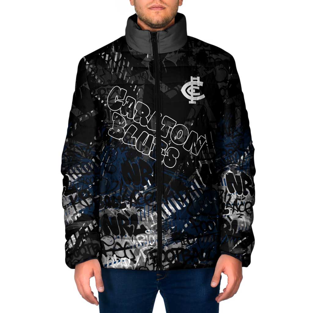 Carlton Blues Padded Jacket Urban Graffiti Street Art - Bold Abstract Spray Paint