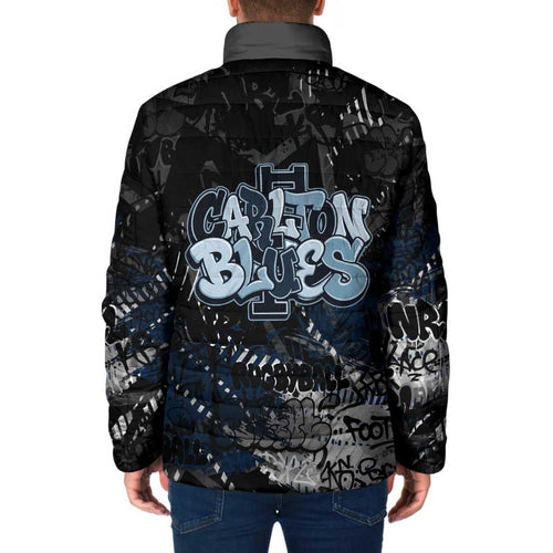 Carlton Blues Padded Jacket Urban Graffiti Street Art - Bold Abstract Spray Paint