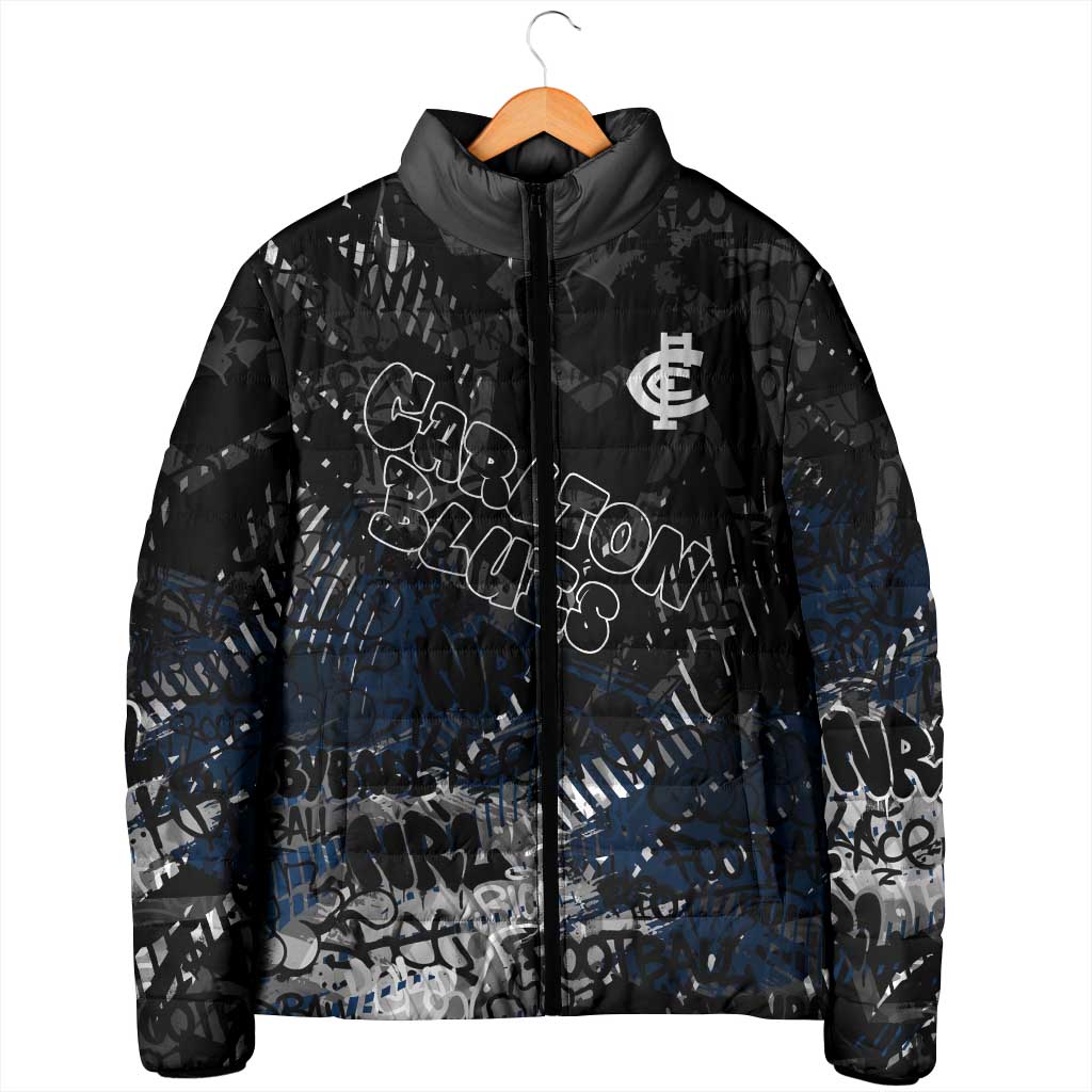 Carlton Blues Padded Jacket Urban Graffiti Street Art - Bold Abstract Spray Paint