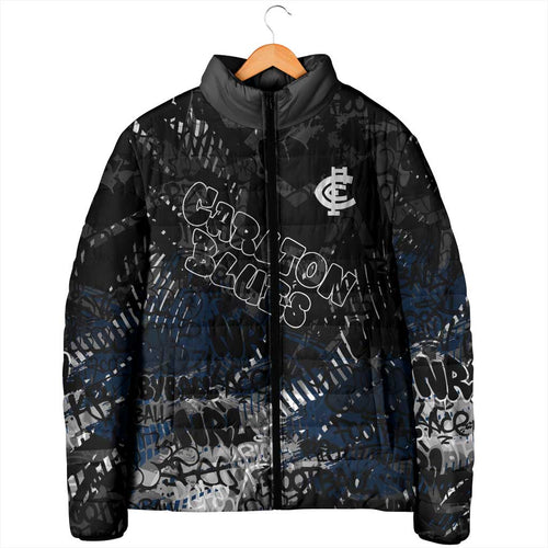 Carlton Blues Padded Jacket Urban Graffiti Street Art - Bold Abstract Spray Paint