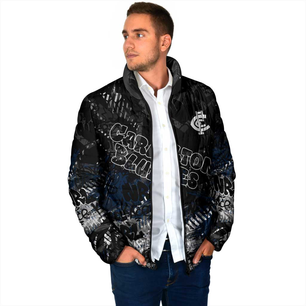 Carlton Blues Padded Jacket Urban Graffiti Street Art - Bold Abstract Spray Paint