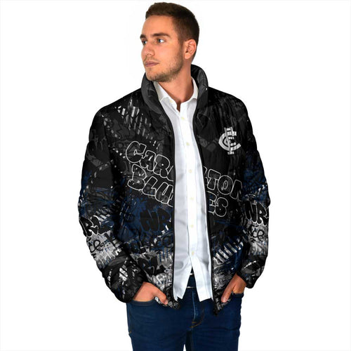 Carlton Blues Padded Jacket Urban Graffiti Street Art - Bold Abstract Spray Paint