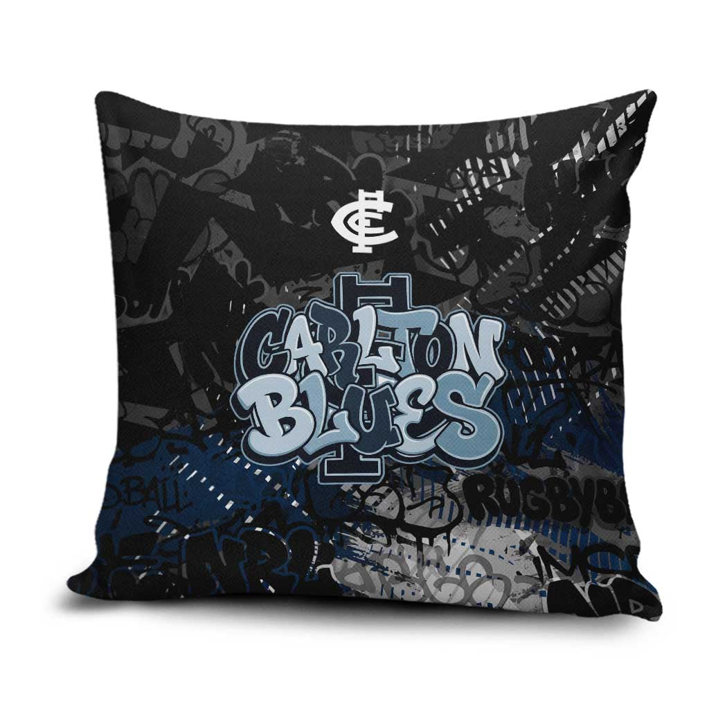 Carlton Blues Pillow Cover Urban Graffiti Street Art - Bold Abstract Spray Paint