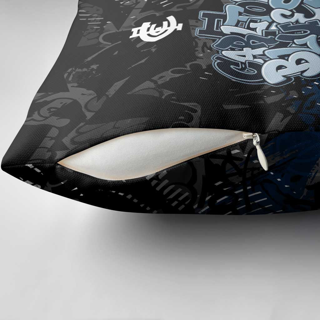 Carlton Blues Pillow Cover Urban Graffiti Street Art - Bold Abstract Spray Paint