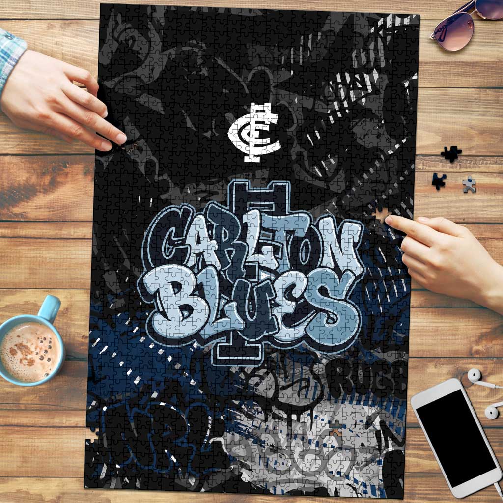 Carlton Blues Puzzle Urban Graffiti Street Art - Bold Abstract Spray Paint