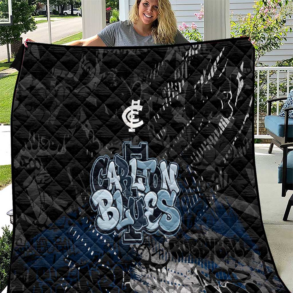 Carlton Blues Quilt Urban Graffiti Street Art - Bold Abstract Spray Paint