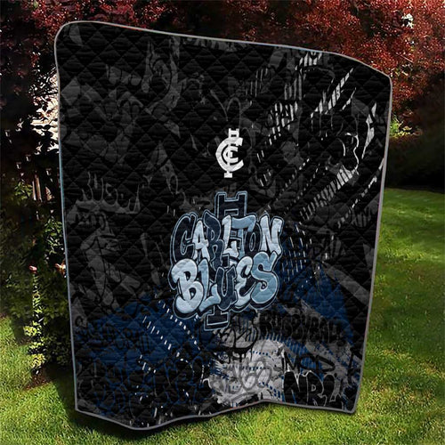 Carlton Blues Quilt Urban Graffiti Street Art - Bold Abstract Spray Paint