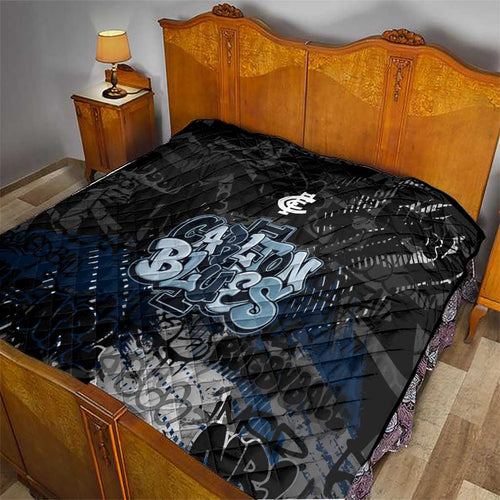 Carlton Blues Quilt Urban Graffiti Street Art - Bold Abstract Spray Paint