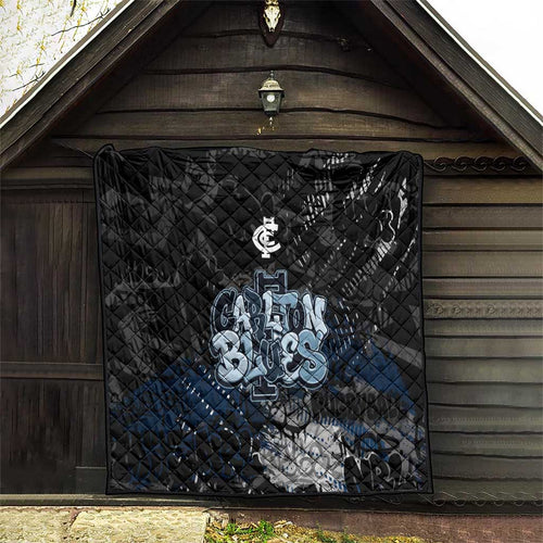 Carlton Blues Quilt Urban Graffiti Street Art - Bold Abstract Spray Paint