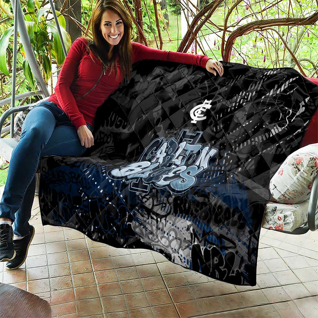 Carlton Blues Quilt Urban Graffiti Street Art - Bold Abstract Spray Paint