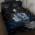 Carlton Blues Quilt Bed Set Urban Graffiti Street Art - Bold Abstract Spray Paint