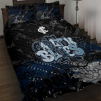 Carlton Blues Quilt Bed Set Urban Graffiti Street Art - Bold Abstract Spray Paint