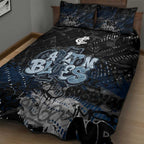 Carlton Blues Quilt Bed Set Urban Graffiti Street Art - Bold Abstract Spray Paint