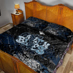 Carlton Blues Quilt Bed Set Urban Graffiti Street Art - Bold Abstract Spray Paint