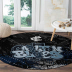 Carlton Blues Round Carpet Urban Graffiti Street Art - Bold Abstract Spray Paint