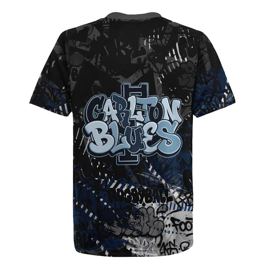 Carlton Blues Rugby Jersey Urban Graffiti Street Art - Bold Abstract Spray Paint