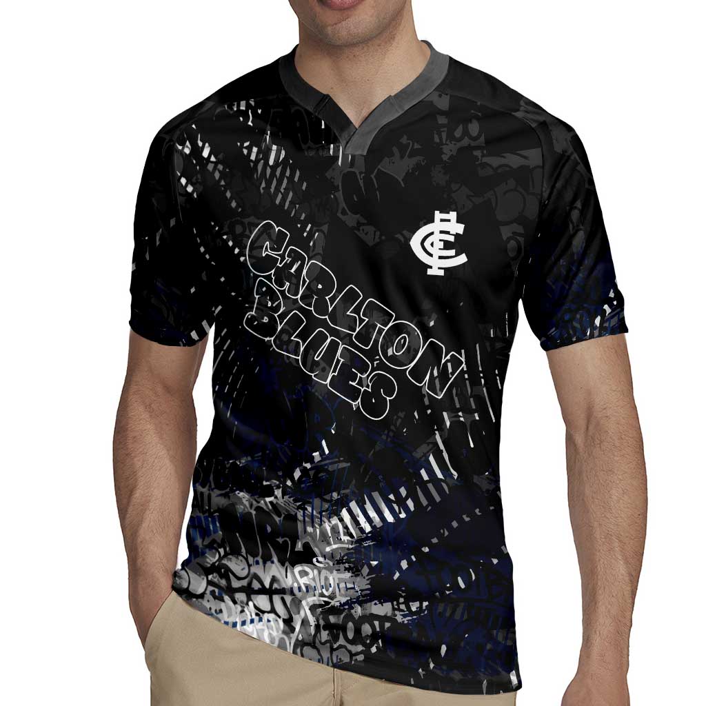 Carlton Blues Rugby Jersey Urban Graffiti Street Art - Bold Abstract Spray Paint